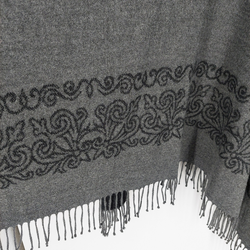 Fiori Di Firenze Gray Black Blanket Shawl Wrap, OS - Picture 4 of 8